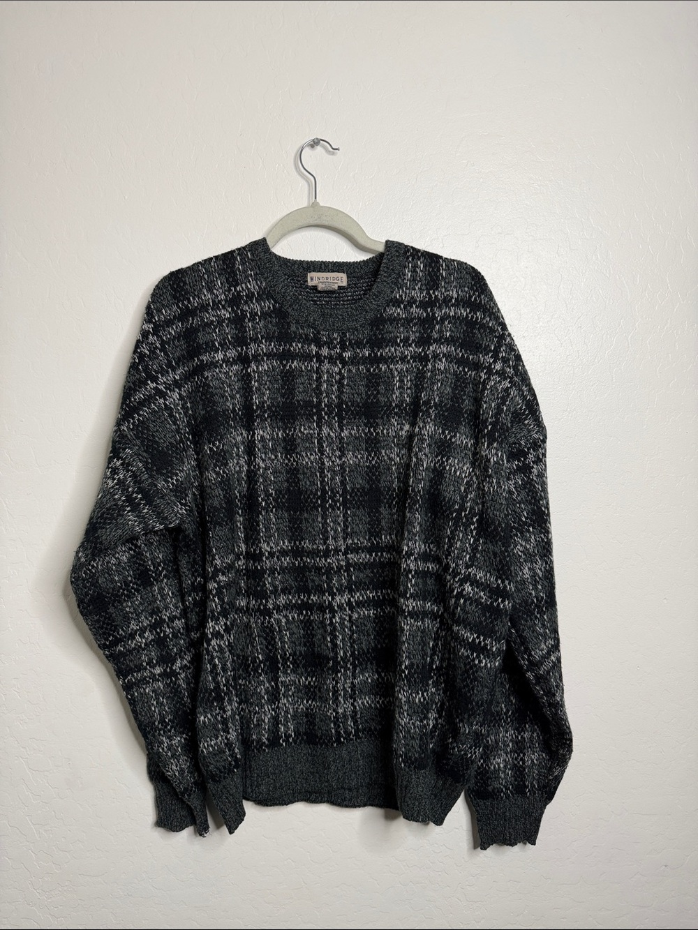 Windridge Charcoal Plaid Crewneck Sweater - Men's